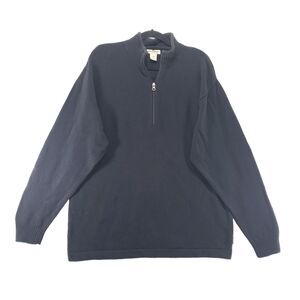 L Woolrich Men's Black Wool Cotton Blend 1/4 Zip Pullover Sweater